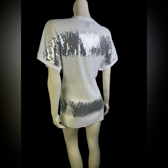 Awesome Bathing Suit Cover-up by INC NWT White/Silver Sequined Mesh Size Large - Picture 4 of 7